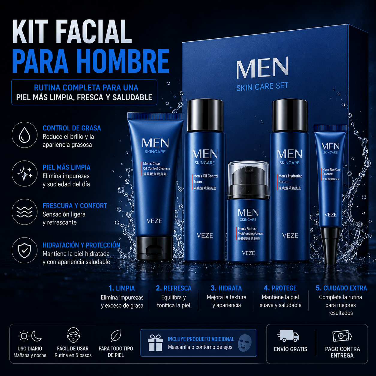 Kit rutina facial simple para hombres